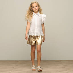 Le Chic-Girls Ivory Cotton Blouse | Childrensalon Outlet