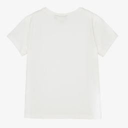 Le Chic-Girls Ivory Diamanté T-Shirt | Childrensalon Outlet