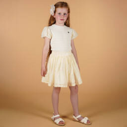 Le Chic-Girls Ivory Dotted Ruffle Skirt | Childrensalon Outlet