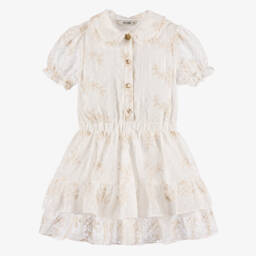 Le Chic-Кремовое шифоновое платье с цветочным узором для девочек | Childrensalon Outlet