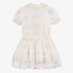 Le Chic-Кремовое шифоновое платье с цветочным узором для девочек | Childrensalon Outlet