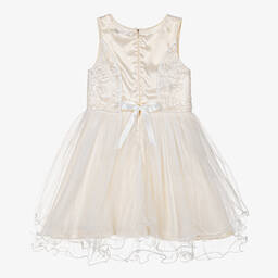 Le Chic-Girls Ivory Floral Lace & Tulle Dress | Childrensalon Outlet