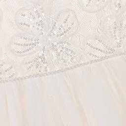 Le Chic-Girls Ivory Floral Lace & Tulle Dress | Childrensalon Outlet