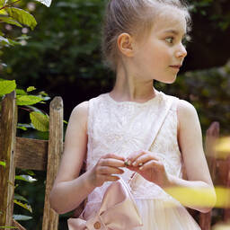 Le Chic-Girls Ivory Floral Lace & Tulle Dress | Childrensalon Outlet