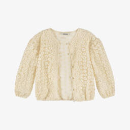 Le Chic-Girls Ivory & Gold Lace Bomber | Childrensalon Outlet