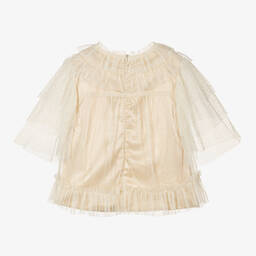 Le Chic-Girls Ivory & Gold Tulle Blouse | Childrensalon Outlet