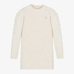 Le Chic-Girls Ivory Knit Pearl Dress | Childrensalon Outlet