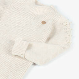 Le Chic-Girls Ivory Knit Pearl Dress | Childrensalon Outlet