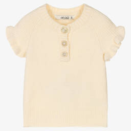 Le Chic-Кремовый вязаный топ для девочек | Childrensalon Outlet