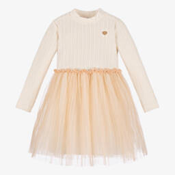 Le Chic-Girls Ivory & Pink Sparkle Tulle Gown | Childrensalon Outlet