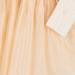 Le Chic-Girls Ivory & Pink Sparkle Tulle Gown | Childrensalon Outlet