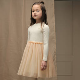 Le Chic-Girls Ivory & Pink Sparkle Tulle Gown | Childrensalon Outlet
