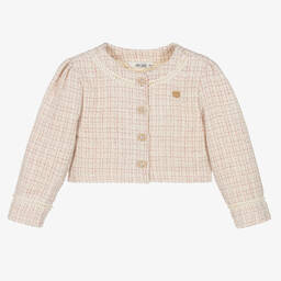 Le Chic-Girls Ivory & Pink Tweed Jacket  | Childrensalon Outlet