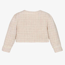 Le Chic-Girls Ivory & Pink Tweed Jacket  | Childrensalon Outlet