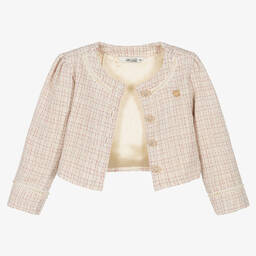 Le Chic-Girls Ivory & Pink Tweed Jacket  | Childrensalon Outlet