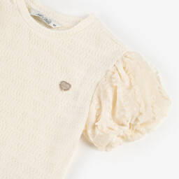 Le Chic-Girls Ivory Top with Chiffon Detail | Childrensalon Outlet