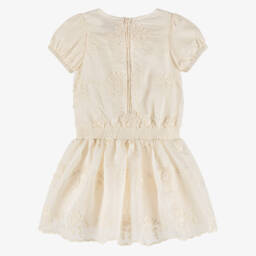 Le Chic-Кремовое платье из вуали с цветочными деталями для девочек | Childrensalon Outlet