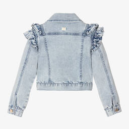 Le Chic-Girls Light Blue Ruffle Denim Jacket | Childrensalon Outlet