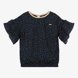 Le Chic-Girls Navy Blue Crêpe Blouse | Childrensalon Outlet
