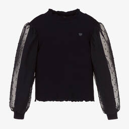 Le Chic-Girls Navy Blue Ribbed Sweater | Childrensalon Outlet