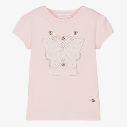 Le Chic Girls Pink Cotton Butterfly T Shirt Childrensalon Outlet