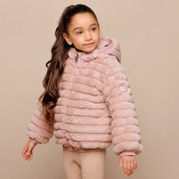 لو شيك-جاكيت فرو صناعي لون زهري للبنات | Childrensalon Outlet