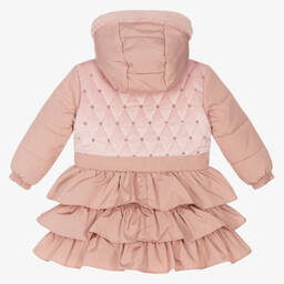 Le Chic-Girls Pink Hooded Ruffle Coat | Childrensalon Outlet