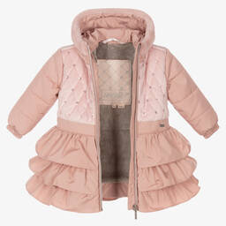 Le Chic-Girls Pink Hooded Ruffle Coat | Childrensalon Outlet