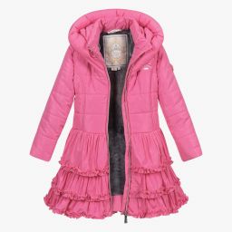 Le Chic Girls Pink Puffer Ruffle Coat Childrensalon Outlet