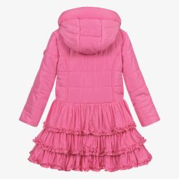 Le Chic Girls Pink Puffer Ruffle Coat Childrensalon Outlet