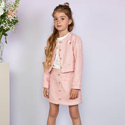 Le Chic-Girls Pink Tweed Skirt | Childrensalon Outlet