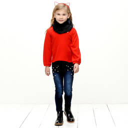 Le Chic-توب كريب لون أحمر للبنات | Childrensalon Outlet