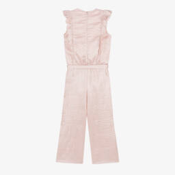 Le Chic-Girls Ruffled Pink Satin Romper | Childrensalon Outlet