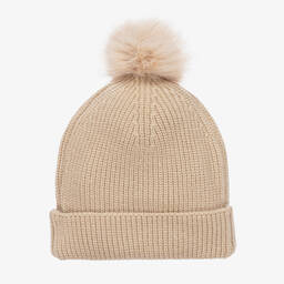 Le Chic-طقم قبعة وسكارف مزيج أكريليك محبوك لون بيج | Childrensalon Outlet