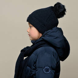 Le Chic-طقم قبعة وسكارف مزيج أكريليك محبوك لون كحلي | Childrensalon Outlet