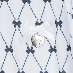 Le Chic-Girls White & Blue Chiffon Bow Dress | Childrensalon Outlet