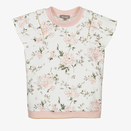 Le Chic-Girls White & Pink Floral Top | Childrensalon Outlet