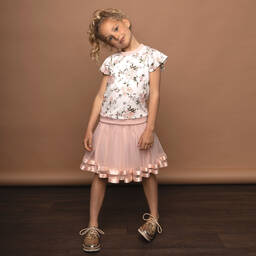 Le Chic-Girls White & Pink Floral Top | Childrensalon Outlet