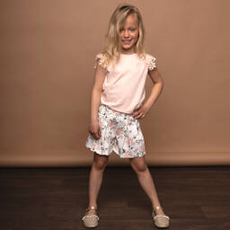 Le Chic-Girls White & Pink Short | Childrensalon Outlet