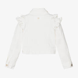 Le Chic-Girls White Ruffle Denim Jacket | Childrensalon Outlet