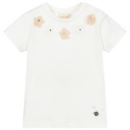 Le Chic-تيشيرت قطن عضوي جيرسي لون عاجي للمولودات | Childrensalon Outlet