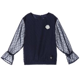 Le Chic-Navy Blue Chiffon Blouse  | Childrensalon Outlet