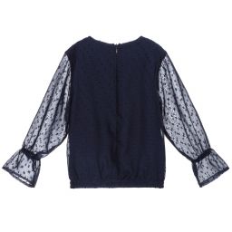 Le Chic-Navy Blue Chiffon Blouse  | Childrensalon Outlet