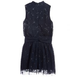 Le Chic-Navy Blue Tulle & Lace Dress  | Childrensalon Outlet