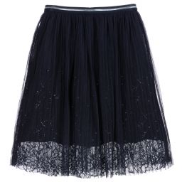 Le Chic-Navy Blue Tulle & Lace Skirt | Childrensalon Outlet