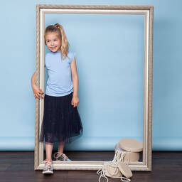 Le Chic-Navy Blue Tulle & Lace Skirt | Childrensalon Outlet