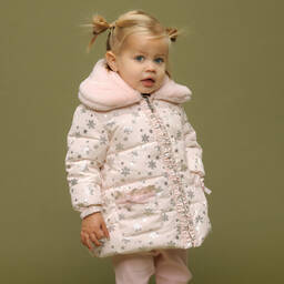 Le Chic-Pink Snowflake Puffer Coat | Childrensalon Outlet