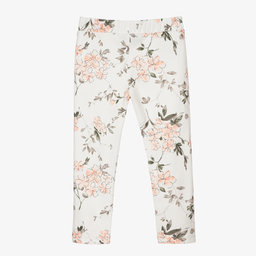 Le Chic-White & Pink Floral Leggings | Childrensalon Outlet