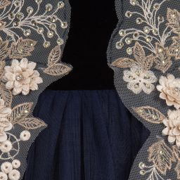 Le Mu-Blue Velvet & Tulle Dress | Childrensalon Outlet