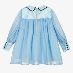 Le Mu-Girls Blue Chiffon Butterfly Dress | Childrensalon Outlet